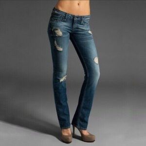 The Sinclair mfgrp. Rowan vertical straight jeans distressed low rise size 25